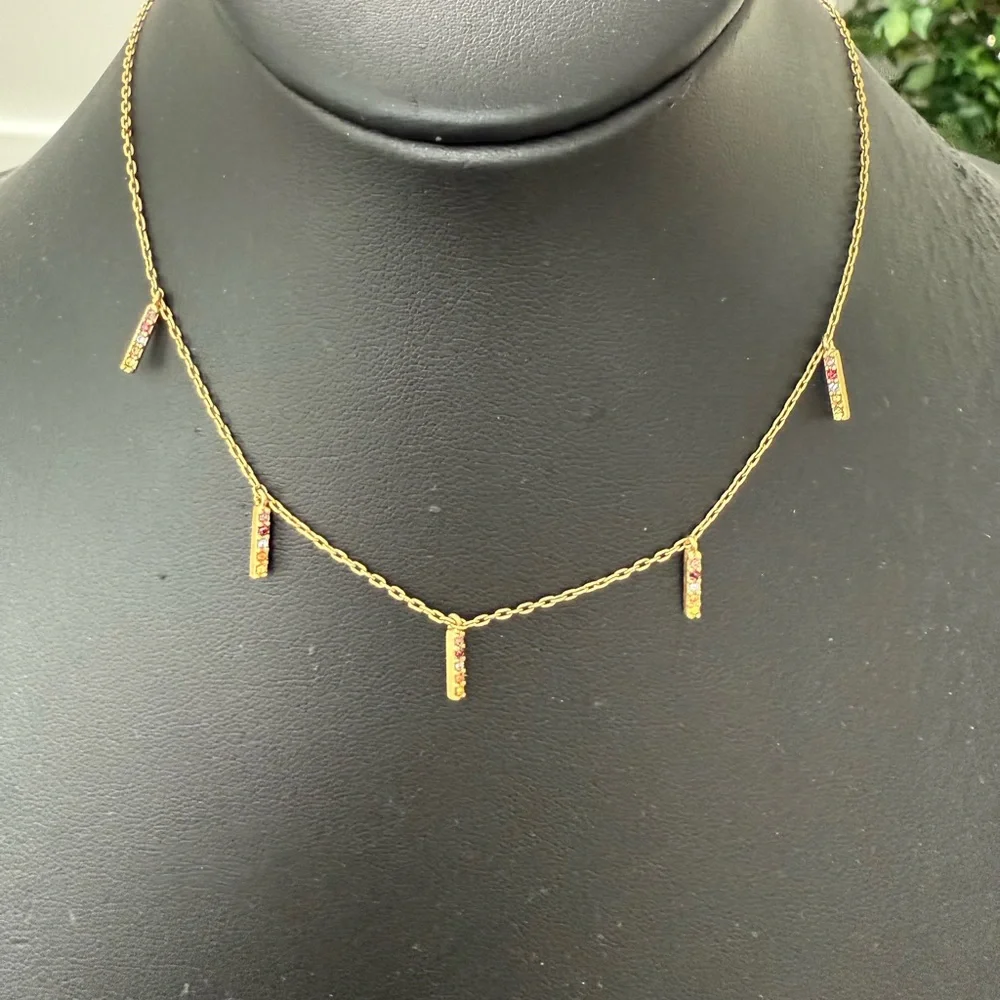 (38)Madewell NEW Multi color rainbow Charm necklace - Picture 2 of 3